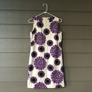 Willi Smith Cream & Purple Flowers Cotton Dress size 4